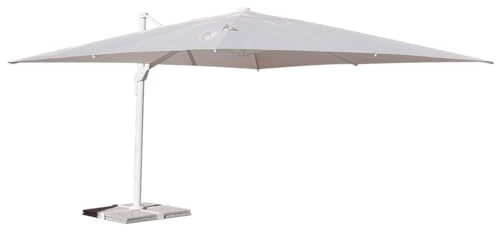 Danieli Ombrellone da Giardino in Alluminio, Telo Water Repellent con Camino Antivento. Palo Decentrato Regolabile. (3x4, Bianco)