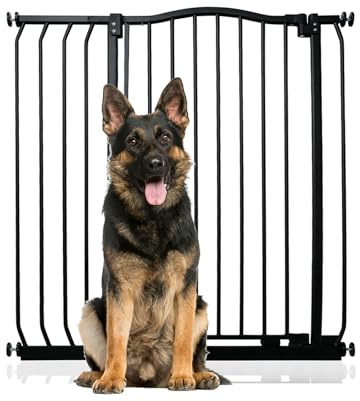 Bettacare Extra Tall Curved Top Hundgrind, 89cm - 98cm, Mattsvart, Extra Höjd 100cm, Tryckmontering Husdjursgrind för Hund och Valp, Husdjursbarriär för Hund, Enkel Installation