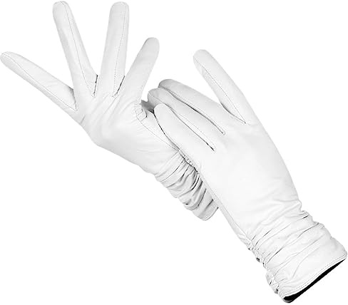 Gants Blancs De Mode Dames Gants En Cuir De Peau De Mouton Hiver Temps Froid Gants Blancs Chauds Pour Les Femmes