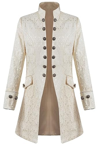 2023 Veste De Smoking Veste Gothique Médiéval Homme Grande Taille Manteau Steampunk Renaissance Vintage Blazer Victorien Uniforme Carnaval Punk Retro Costume Cosplay Halloween Mi-Longue Mince Boutons
