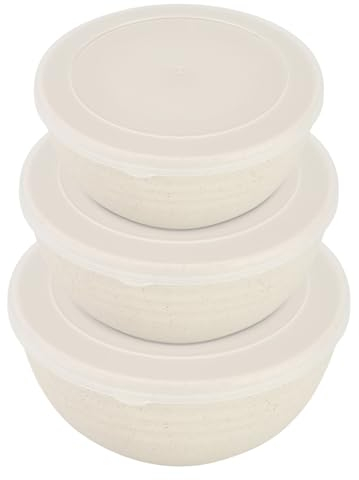 Lot de 3 saladiers avec couvercle : bol mélangeur en plastique en 3 tailles, réutilisable, facile à nettoyer avec couvercle hermétique, bol pour la cuisine, la pâtisserie, la cuisson, passe au