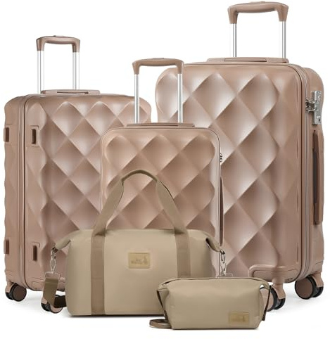 Sea Choice resväska i 5 delar ABS-skal resväska set 3 stycken med Ryanair 40 x 20 x 25 kabinväskor