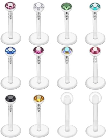 Gojewen Plastique Lèvres Labret 16G 8MM Piercing Boucles D'Oreilles Acrylic 1,2mm Retainers Helix Medusa Tragus