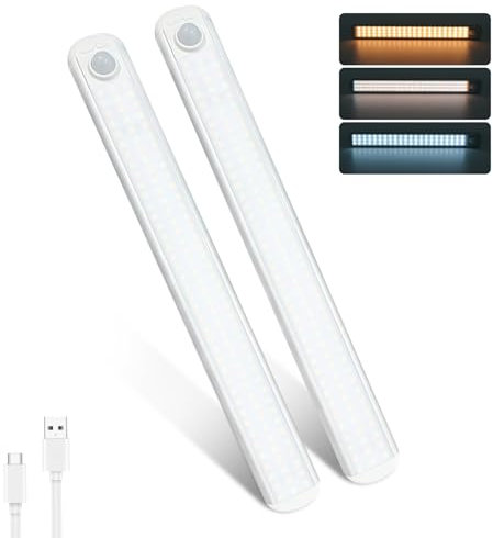 MERTTURM®Luce 132 LED Sottopensile 30cm(Standby 30+ Giorni), Luci Cucina Armadio Con Sensore di Movimento 1800mAh, 3 Temperature di Colore& 3 Modalità Sensore Lampada Magnetica per Armadio Scale