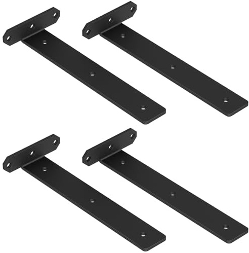 TESSTINA Soportes Flotantes para Estanterías, Escuadras en L Metálicas Resistentes, Soportes de Pared con Capacidad 80 KG Soportes Flotante para Cocina, Salón y Garaje, Negro