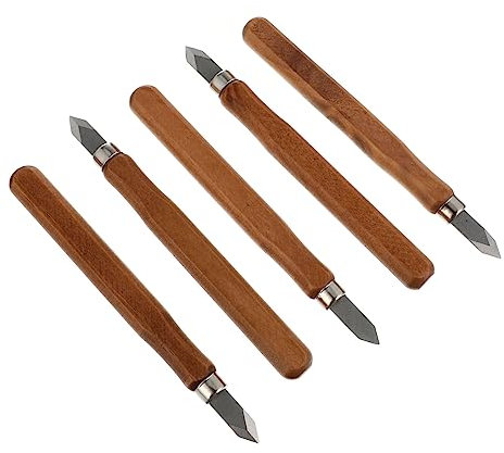 Sewroro Set Da 5 Per Intaglio e Marcatura Del Legno Manico in Legno Utensili Per Falegnameria Lame in Acciaio Al Manganese Per Legni Duri Come Ciliegio e Frassino Strumenti Manuali