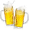 Cambareign Beer Mug Set of 2, 500ml Crystal Beer Glasses with Handle, Large Glass Mugs for Freezer, Gifts for Men, Dad, Father's Day
