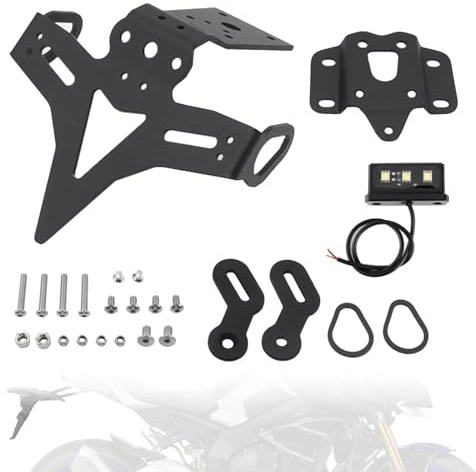 Support De Plaque Moto pour Yamaha Mt-07 2018-2023/Mt-07 2014-On/Fz-07 2018-2023/Fz-07 2014-On Support Plaque Moto Porte Plaque Immatriculation RéGlable avec Feu ArrièRe