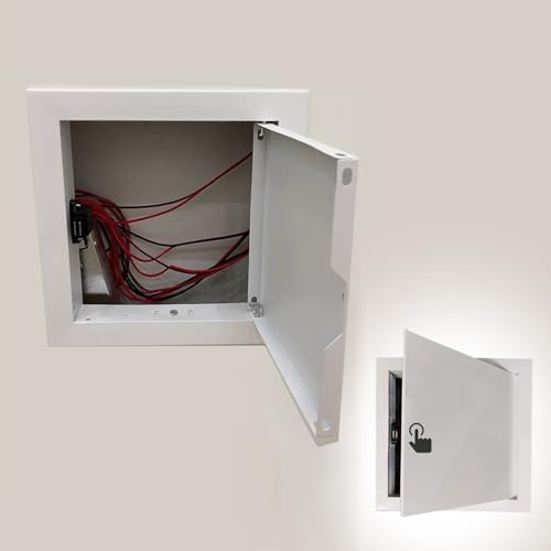 Panneau d'accès blanc avec loquet tactile – Trappe d'accès en métal pour systèmes de sécurité, pompes de baignoire et vannes d'eau – Boîte d'accès 10 x 10 cm