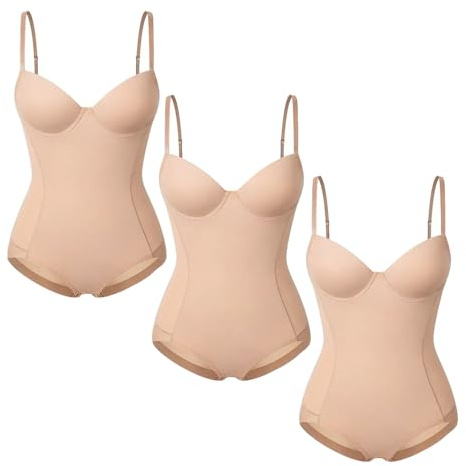 KKXXYQFC Womens 3 Piece Shapewear Built-in Bra Body Waist Slimming Butt Lifting Shape Bodysuit Body Line