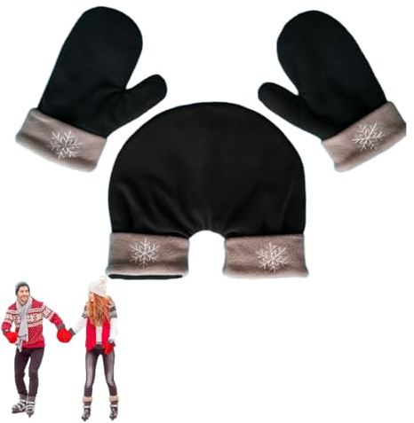 Generisch Weihnachtspaar-Partnerhandschuhe für zwei,Dicke und warme 3 teilige Winterhandschuhe für Paare,Valentinstagsgeschenkidee, Paar Fäustlinge zum Radfahren, Skifahren
