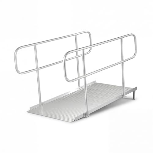 VEVOR Wheelchair Ramp with Handrails, 71.1 x 32.7 in, Heavy Duty Wide Aluminum Wheelchair Ramp with Adjustable Legs, 1000 lbs Capacity, Portable Threshold Ramps for Home Steps, Stairs, Doorways, Curbs