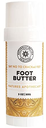 NATURE'S APOTHECARY Say NO to Cracked Feet - Foot Butter 3 oz | Hydrate, Protect, and Deodorize Feet Naturally, Quick and Easy Roll on Tube, USA MADE