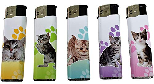 Lot De 5 Briquets Électronique Chats Ou Chattons Rechargeables De Marque Francaise Pour Fumeurs Servant À Allumer Vos Cigarettes Cigare Bougies Pas Cher Peut Êtres Rechargé Avec La Recharge De Gaz