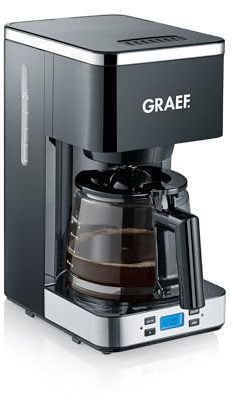 GRAEF. Filterkaffeemaschine FK502 Schwarz 1,25 Liter, 10 Tassen, Warmhaltefunktion, Timer, automatisches Abschalten, Brühkopf zur optimalen Extraktion, Vorbrühen für volles Aroma