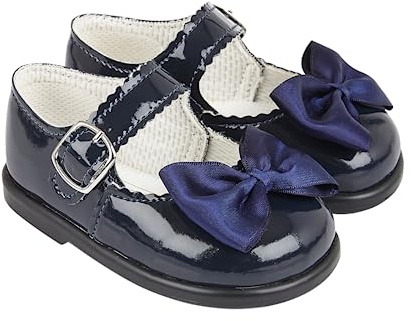 EARLY DAYS Baypods, Toddler Shoes with Hard Sole, Baby Girls First Walking Shoes with Anti-Slip Sole, First Walkers, Made in England, Navy Patent, 5 UK Child