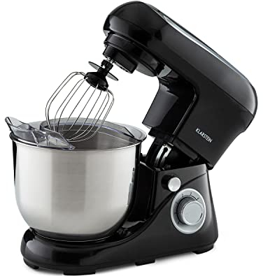 Klarstein Bella Pico 2G - Stand Mixer, Mixer, Food Mixer, Food Processor, 6 Power Levels with Pulse Function, Planetary Mixing System, 5 L Stainless Steel Bowl, 3 Pieces, 1200 W / 1.7 HP, Black