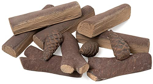 Moritz 11-teiliges Keramikholz Set für Ethanolkamin und Gaskamin Gelkamin Holzscheite für Bioethanol Ofen Deko Holz