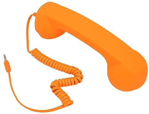 Telefonhörer für Mobiltelefone, Retro-3,5-mm-Telefonhörer, Strahlungssicherer Kabelgebundener Handy-Empfänger für Smartphone-Computer (Orange)