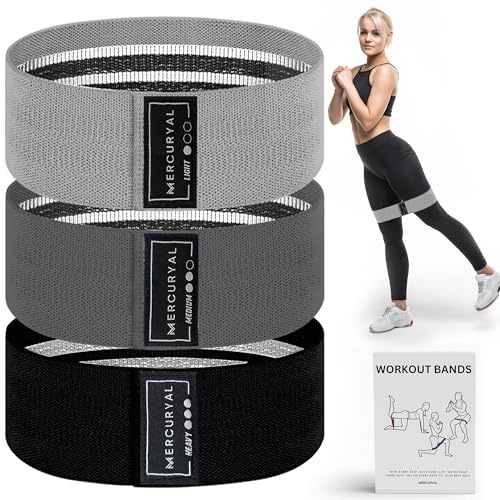 MERCURYAL Lot de 3 bandes élastiques de musculation - Bandes élastiques de fitness antidérapantes - Bandes élastiques de musculation - Noir, gris foncé, gris clair