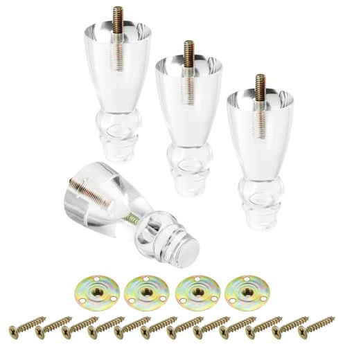QUARKZMAN Acrilico Mobili Gambe 100mm/3,94 Lungo Ricambio Divano Piedi Armadio Moderno Chiaro con Ferramenta Montaggio 4pz per Divano Panca Porta TV Sedia Comò