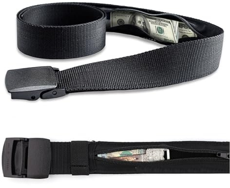 IUSOT Money Belt for Travel Hidden Compartment with Secret Zip Pocket, Adjustable Nylon Design, Black, Ideal for Secure Travel and Everyday Use
