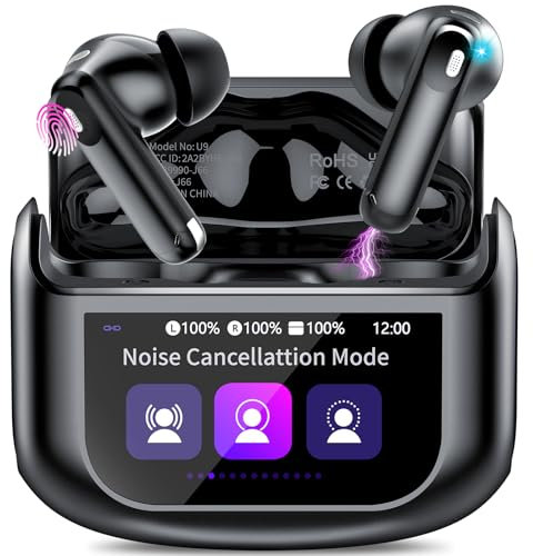 Thunelec Ecouteurs sans Fil, 48H Casque Bluetooth 5.4 avec Écran Tactile Multifonction,