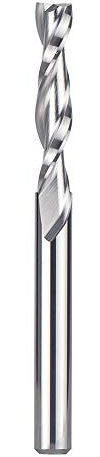 SpeTool 1/4 Inch Shank Up Cut Spiral Router Bit, Extra Long, 1-1/4 Inch Cutting Length, 3 Inch Total Length, Solid Carbide End Mill for Wood Carving