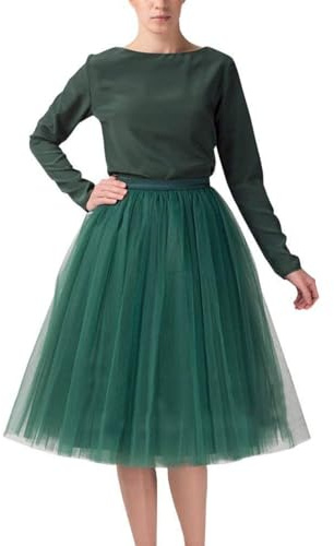 Gonna in tulle, da donna, verde, con tutù, gonna in tulle, in tulle, per carnevale, carnevale, tutù, sottogonna, Verde3., Taglia unica