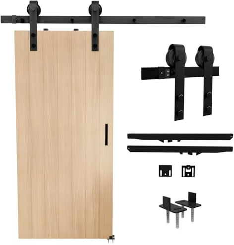 ZENIX 200 cm Schiebetür-Set mit Anti-Quetsch Soft-Close | Ultra-leises, bohrfreies Einzeltür-System für 100 cm Öffnungen | Einfach zu demontieren