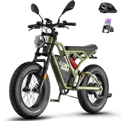 Fafrees F20 Ultra E Bike 20 * 5.0 Zoll Elektrofahrrad, 48V 25Ah Akku City E-Bike Dicke Reifen, Fatbike Motor 79N.m Torque, Mountainbike Reichweite bis zu 80-140Km (Grün)