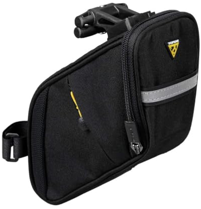 Topeak Aero Wedge Pack DX Saddle Bag, Black, 1.3 L, Bicycle Bag Made of 600D Polyester with QuickClick Bracket and Reflective Strips, Water-Repellent Bikepacking Bag
