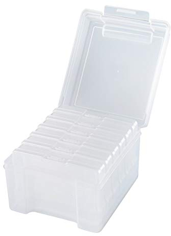 Foto-Aufbewahrungsbox, Fotobox Fotoschachtel mit 6 Kassetten für je 100 Bilder, Ordnung, 13,5 x 22 x 18,5 cm, transparent