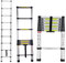 2.6M Stainless Steel Extending Ladder - 8.5ft Telescopic Ladder for Electricians, EN 131 Certified, Folding, Portable, Multi-Purpose for Indoor & Outdoor Use