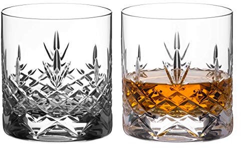 DIAMANTE Buckingham Crystal Hand Cut Whisky Tumblers Pair - Premium Lead Free Crystal - Set of 2