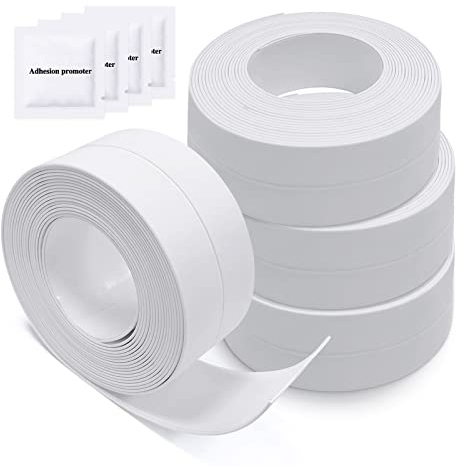 Senbaler 4 Rollen Dichtband Selbstklebend Wasserdicht, Wannendichtband, Wasserdichtes Klebeband für Küchen und Badezimmer Toilette (Weiß)