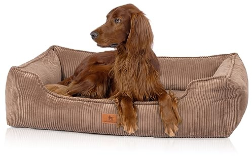 Knuffelwuff orthopädisches Hundebett aus Cord mit Handwebcharakter Nunavut XL 105 x 75cm Braun - Abnehmbarer Bezug - waschbar - für große, mittelgroße und kleine Hunde