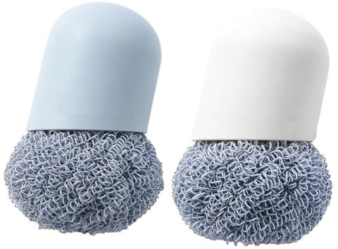 Amosfun 2pcs Polyester Dishwasher Brush Dense Wire Loop Handle for Deep Cleaning Bowl Pot Gentle Hands