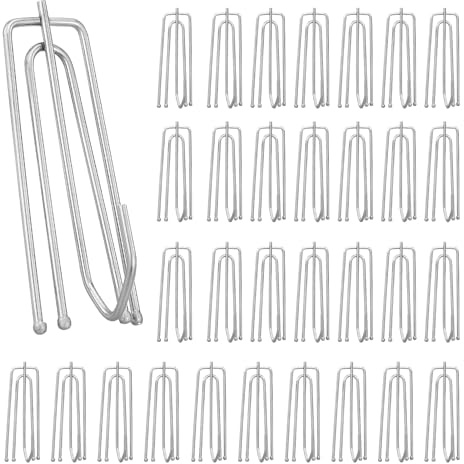 32 Pezzi Ganci per Tende in Acciaio Inox, Gancio per Tende a 4 Punte, Ganci a Pieghe per Tende, Ganci Metallo per Nastro per Tende Pieghettato, Ganci Tende Binario in Metallo Ganci per Tenda da Doccia