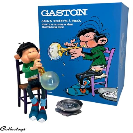 Plastoy Gaston Lagaffe Figur Gaston Erfindung Seifenblasentrompete - Kunstharz - 16 cm