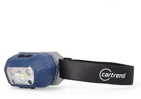 cartrend LED Stirnlampe Kopflampe mit fünf verschiedenen Lichtmodi und Bewegungssensor, Power LED-Leuchte mit hoher Leuchtkraft, 400 Lumen, 6500 K, großer 1500 mAh Akku, IP65 zertifiziert