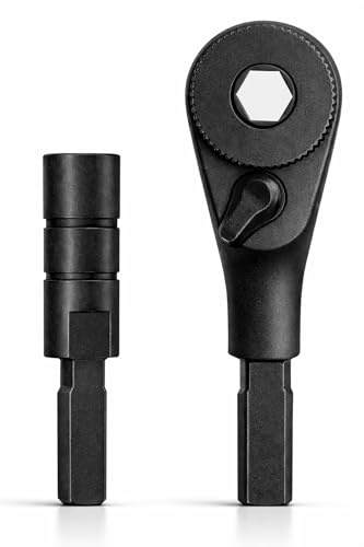 Galvanox Multitool-Ratschen-Schraubendreher, kompatibel mit Leatherman (Flachbit-EDC-Modelle), inklusive Flachbit-zu-6.35mm-Sechskant-Adapter [ultra-robuster Edelstahl]2-teiliges Zubehör-Set, Schwarz