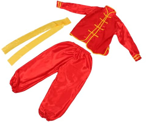RORPOIR Uniforme de Artes Marciales para Rojo de Poliéster Transpirable y Fácil de Limpiar, Traje Tradicional Chino para Competiciones y Prácticas de Kung Fu 2026