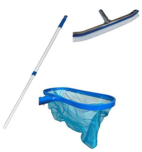 SUDS-ONLINE SWIMMING POOL SPA HOT TUB 18 WALL BRUSH + OVAL DEEP LEAF NET +TELESCOPIC POLE