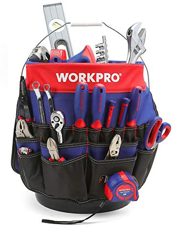 WORKPRO Bucket Tool Organizer with 51 Pockets Fits to 3.5-5 Gallon Bucket (Tools Excluded)