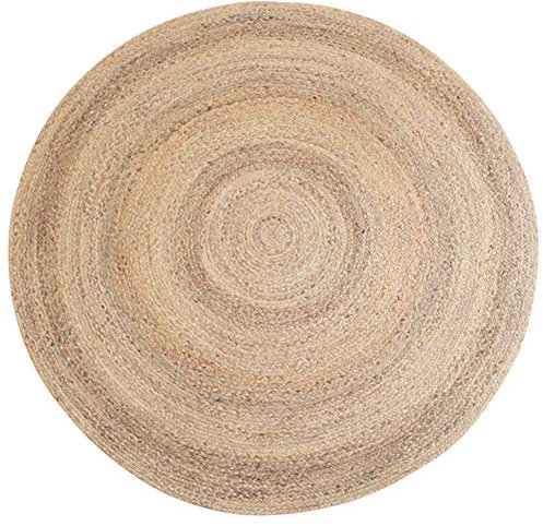 ZRUYI Round Area Rug Reed Carpet Hand Made Bedside Bedroom Coffee Table Floor Mats Stain-Resistant, 3 Styles, 5 Sizes (Color : A-80cm)