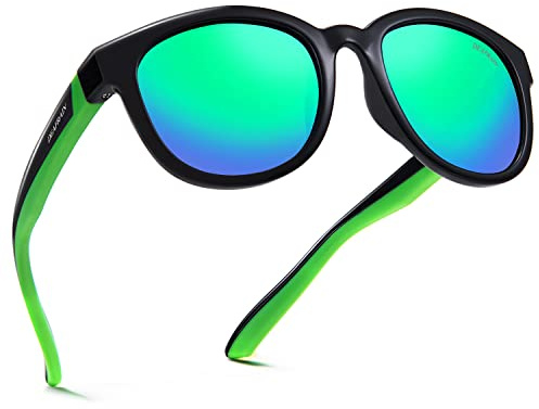 DEAFRAIN Kids Sunglasses for Boys Polarized Child Youth Teen Sports Baseball Cycling Running Green Glasses for age 6-12