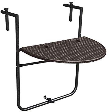 Mesa Auxiliar para el balcón Marrón Formato Ovalado Plegable