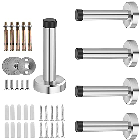 5 Stück Wandtürstopper Edelstahl Türanschlag Stopper Wandmontage Türstopper Hochleistungs-Edelstahl-Stoßdämpfer-Gummipuffer für die Wand 3.7inch