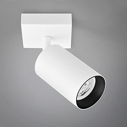 KYOTECH Deckenstrahler LED Weiß Deckenleuchte 1 Flammig 350°Schwenkbar GU10 Deckenlampe mit 5W 400LM GU10 Spots, Modern Deckenspot Flurlampe für Küche Wohnzimmer Schlafzimmer